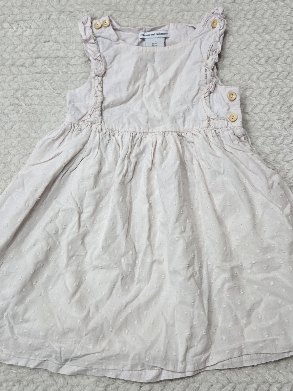 Cupcakes & Cashmere Toddler Girl Pink Swiss Dot Ruffle Dress Size 4t